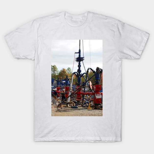 Fracking well heads (C016/8130) T-Shirt by SciencePhoto